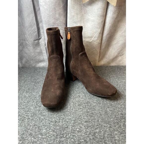 Gentle Souls By Kenneth Cole Everly Brown Suede Women Stretch Ankle Boots Size 7 - Picture 5 of 9